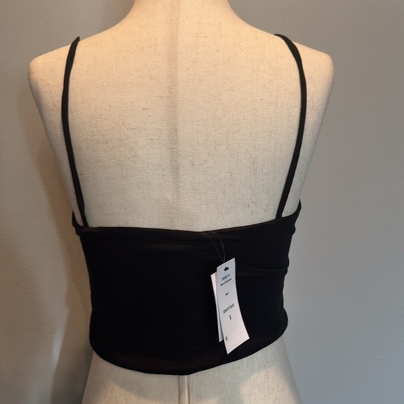 Cotton on Black Spaghetti Cami Strap Crop Top NWT S - Picture 5 of 12